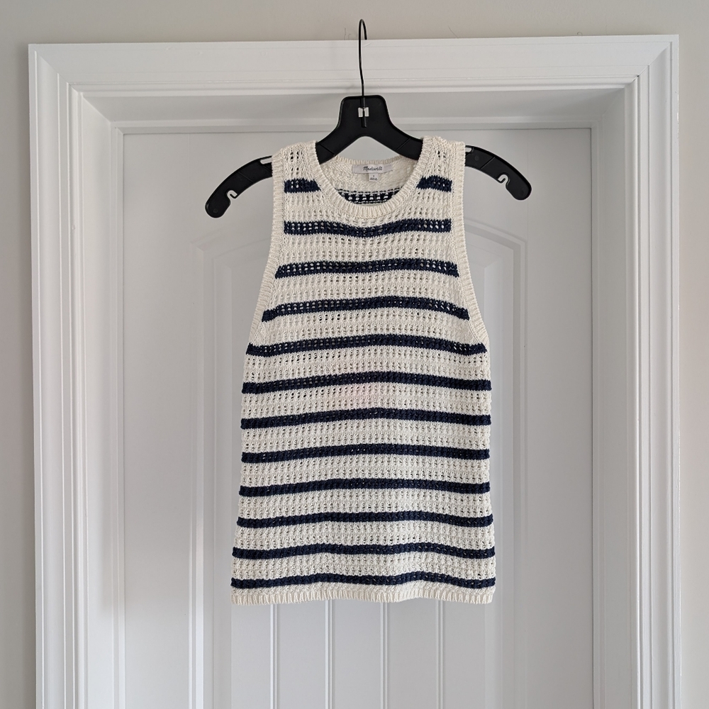 Madewell | Crochet Knit Crewneck Sleeveless Sweater